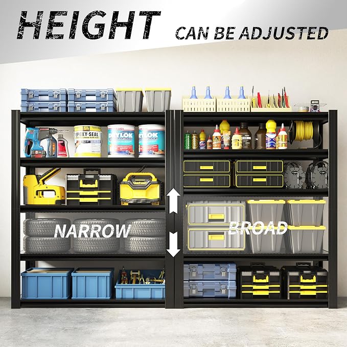 60" H Heavy Duty Garage Shelving 3000LBS Storage Shelves Adjustable 5 Tier - Image 5