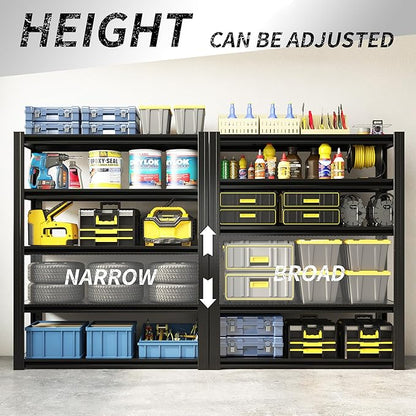 78" H Garage Shelving 3000LBS Heavy Duty Storage Racks, Adjustable 5 Tier Metal - Image 4