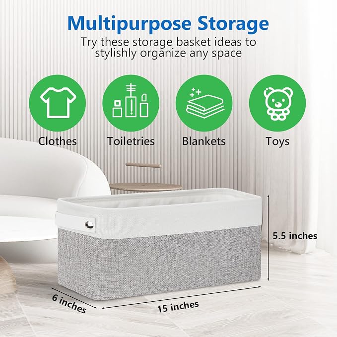 Bidtakay Small Bins for Organization Fabric Baskets for Toilet Paper Storage - Image 3