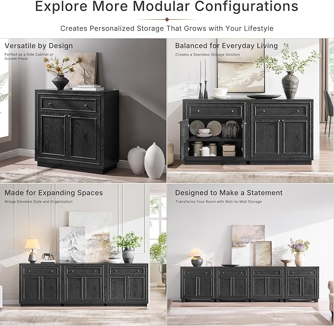 ACCOHOHO Modern Farmhouse Buffet Cabinet, 94.5" Sideboard Credenza, Modular - Image 3