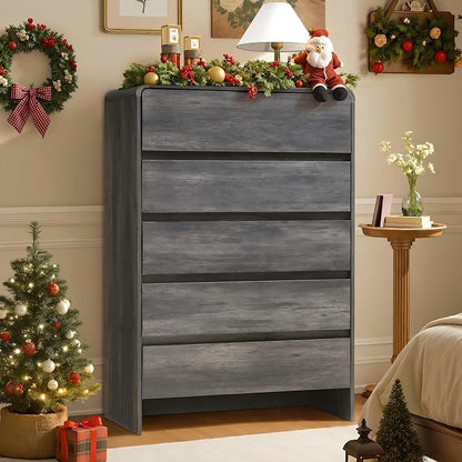 AMERLIFE 5 Drawer Dresser for Bedroom, Anti-Tip Kit, Wood Cabinet Organizer for by AMERLIFE