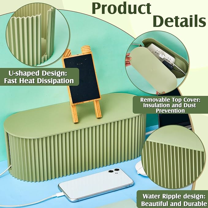 Marsui 2 Pcs Green Cable Management Organizer Box - Image 4