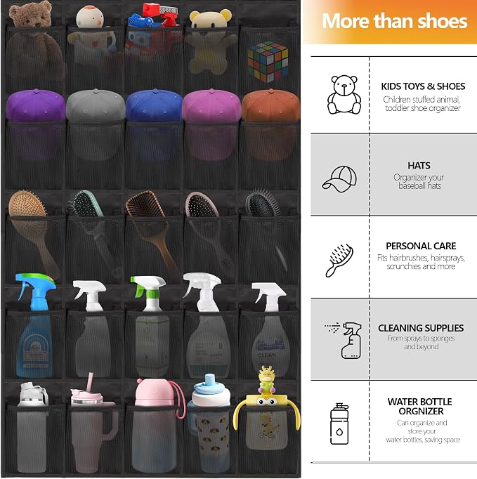Over The Door Shoe Organizer, 40 Large Mesh Pockets Hanging Shoe Rack Organizer - Image 6