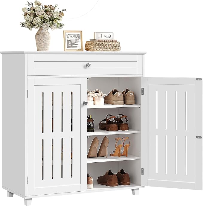 Yaheetech Shoe Cabinet, 4-Tier Shoe Storage Cabinet by Unknown