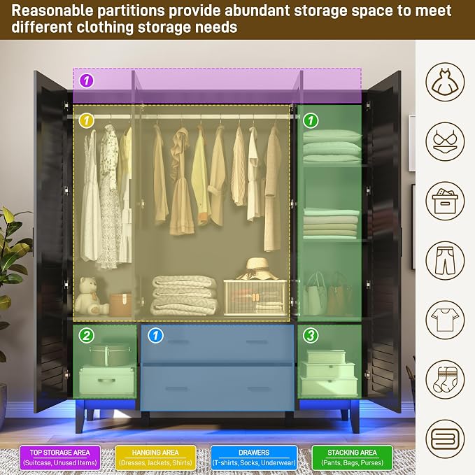 jiteentarou 4 Door Armoire Wardrobe Closet Cabinet - Image 3