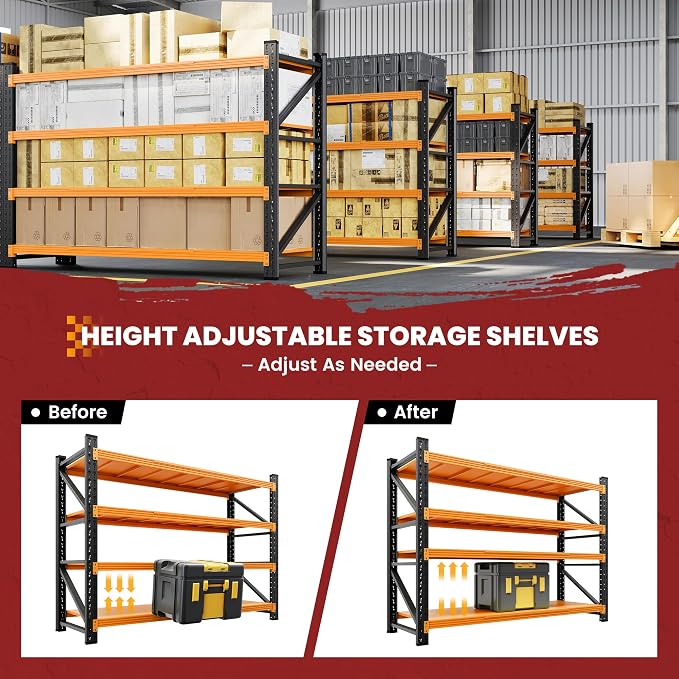 71" Wide Storage Shelves, 5000LBS Garage Shelving Heavy Duty, Standing Shelf - Image 4