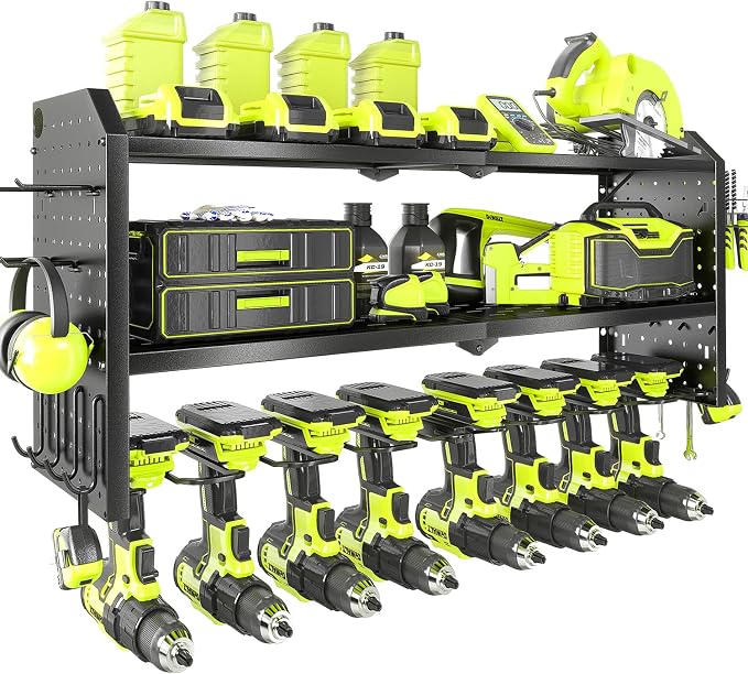 KAFAHOM Power Tool Organizer，Large 8 Drill Holder Wall Mount by KAFAHOM