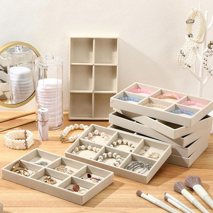 Highergo 8 Pcs Velvet Jewelry Trays Stackable Drawers Organizer Ring Earring - Image 3