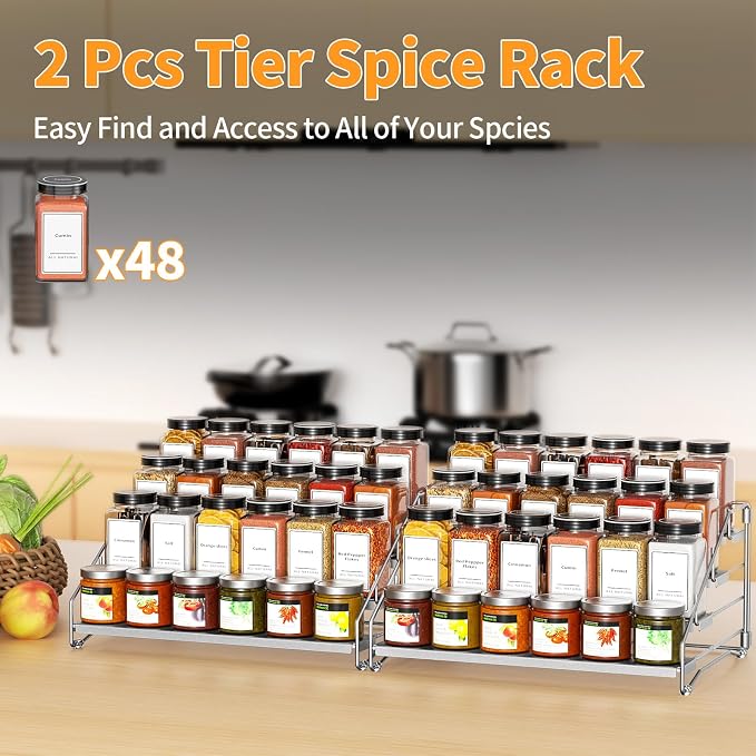 4 Tier Spice Rack Organizer for Cabinet, Spice Rack Organizer, Depth Adjustable - Image 5