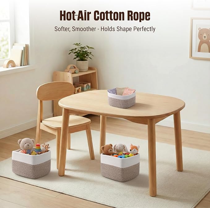 5-Pack Storage Cubes Woven Rope Baskets, 2 Sizes Organizer Bins | Ideal - Image 5