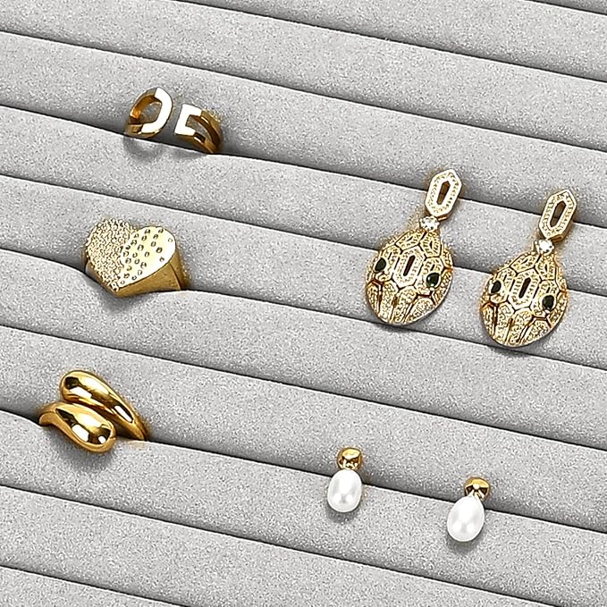 Papte Microfiber Jewelry TrayRing Earring Display Tray Jewelry Drawer Organizer - Image 3