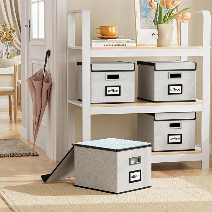 File Organizer Box with Lids, Collapsible File Folder Organizer | File Box with - Image 2