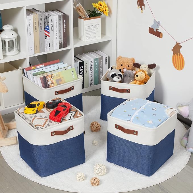 HNZIGE Fabric Storage Basket Linen Baskets - Image 3