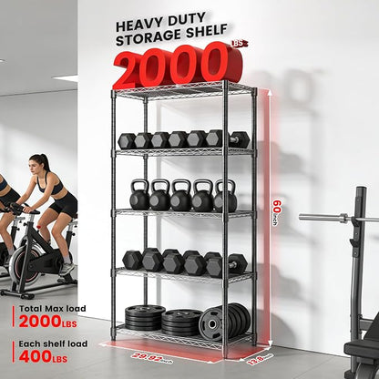 Xcity Storage Shelves, 5 Tier Heavy Duty Metal Shelving Unit, 2000 LBS - Image 2