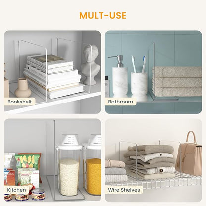 OKPOW Acrylic Shelf Dividers for Closet Organization: 8 Pack Tall Durable Clear - Image 8