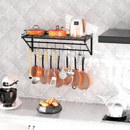 OROPY 31 Inch Wall Mounted Pot Rack Storage Shelf - Image 6