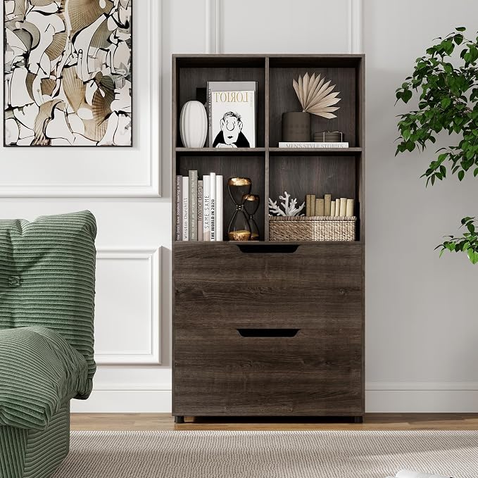 GOFLAME 4-Tier Bookcase with 2 Drawers, 51” Tall Bookshelf with 4-Cube Open - Image 9