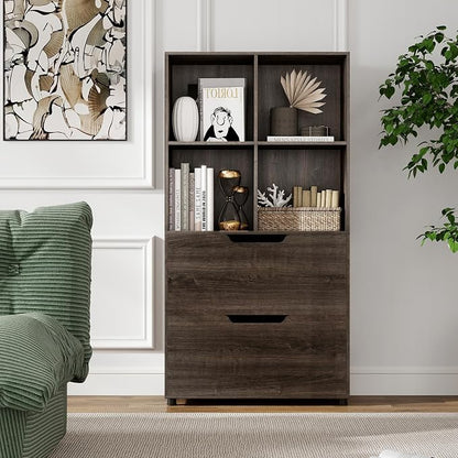 GOFLAME 4-Tier Bookcase with 2 Drawers, 51” Tall Bookshelf with 4-Cube Open - Image 8