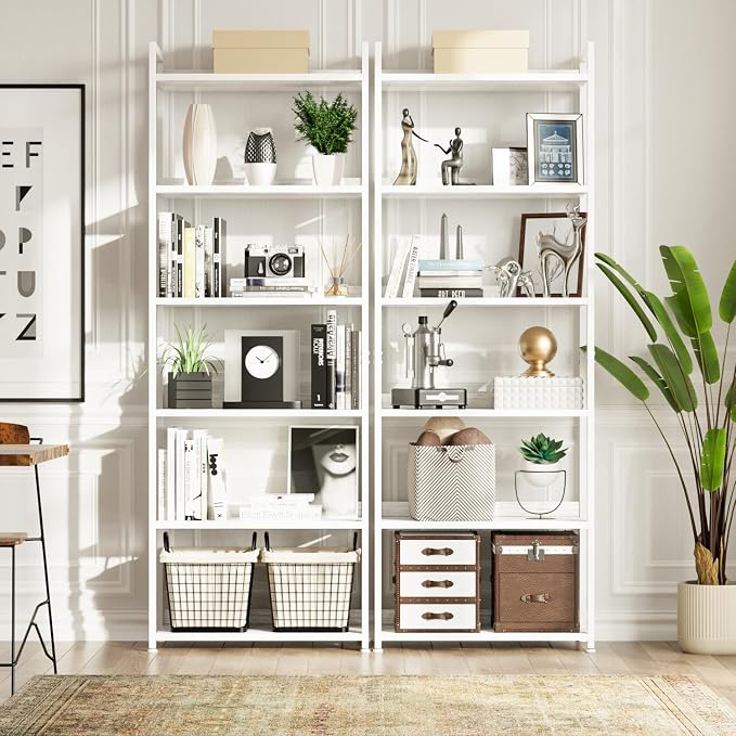 NUMENN Bookshelf, 6 Tier Freestanding Shelving Unit, Falling Prevention Baffle - Image 4