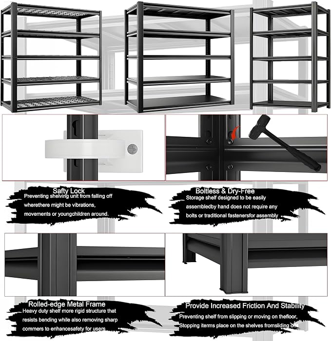 Storage Shelving Unit Height Heavy Duty Garage Shelves Metal Utility Rack - Image 4