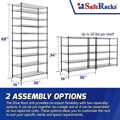 SafeRacks 10-Tier Shoe Rack - Image 3