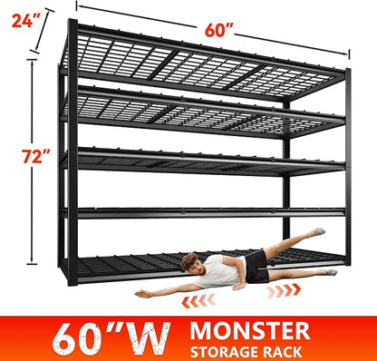 REIBII 60" W Garage Shelving Heavy Duty Metal Shelving 3000LBS Storage Shelves - Image 3