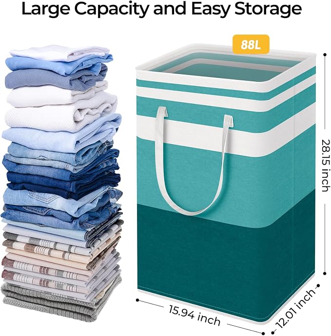 HomeHacks 2-Pack Large Laundry Basket, Waterproof, Freestanding Laundry Hamper - Image 4