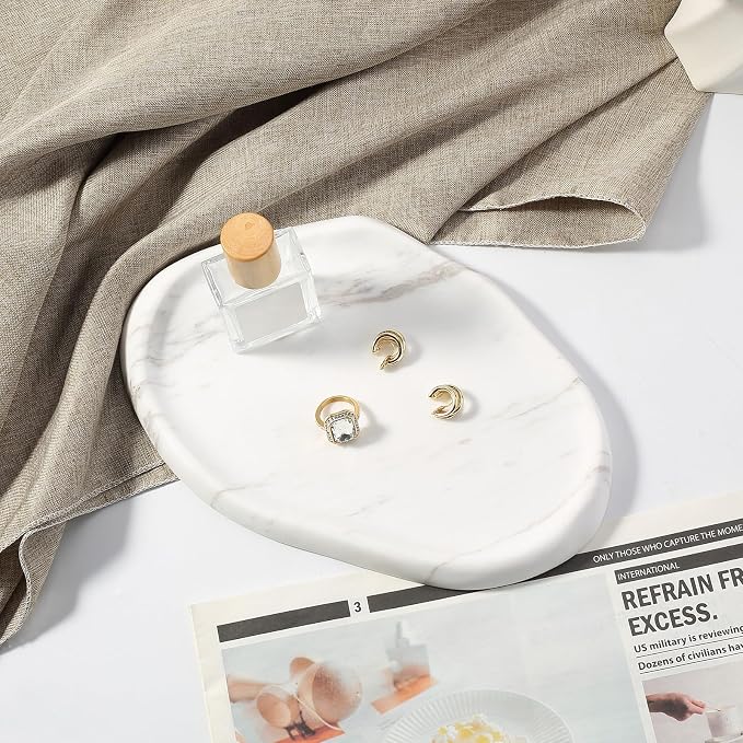 Koville Luxurious Natural White Marble Vanity Tray, Cloud Shape Serving Stone - Image 5
