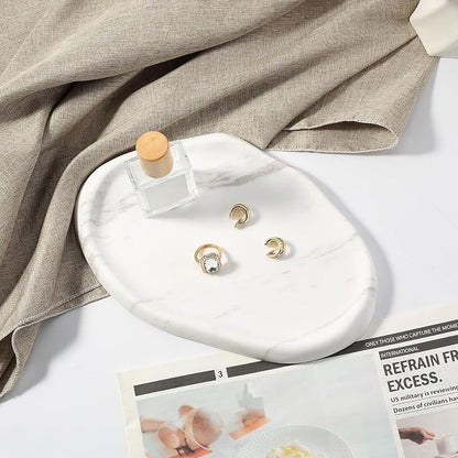Koville Luxurious Natural White Marble Vanity Tray, Cloud Shape Serving Stone - Image 5