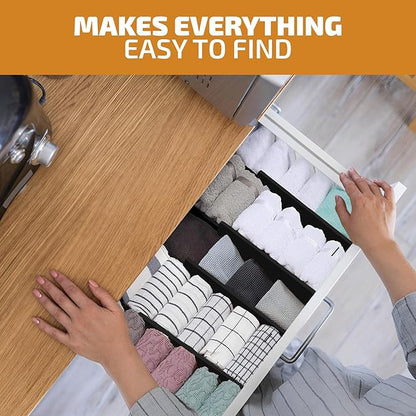 6 Pack Drawer Dividers 6 Inch High, 11”-17" Adjustable Bamboo Organizers Large - Image 3