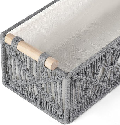 Mkono Macrame Storage Baskets Boho Decor Box Handmade Woven Decorative - Image 5