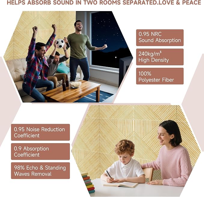 TO-TH Acoustic Wall Panels, 6 Pack Total Size 72 x 48 Inches, Self-Adhesive - Image 7