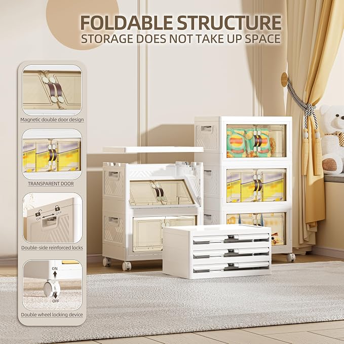 80 QT / 20 Gal Multi-Purpose Stackable Storage Cabinet: Double Magnetic Doors - Image 3