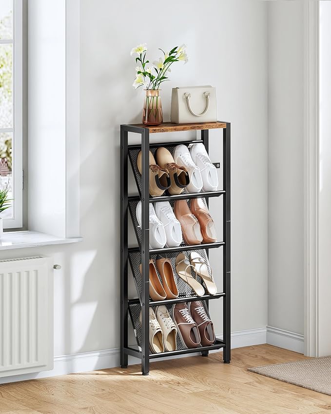 CHOEZON Shoe Rack, 5-Tier Slanted Shoe Rack, Narrow Shoe Storage Shelf - Image 6