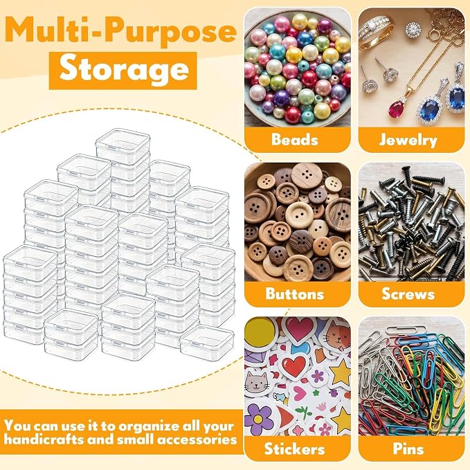 Jetec 60 Pieces Mini Plastic Clear Beads Storage Containers Box - Image 6