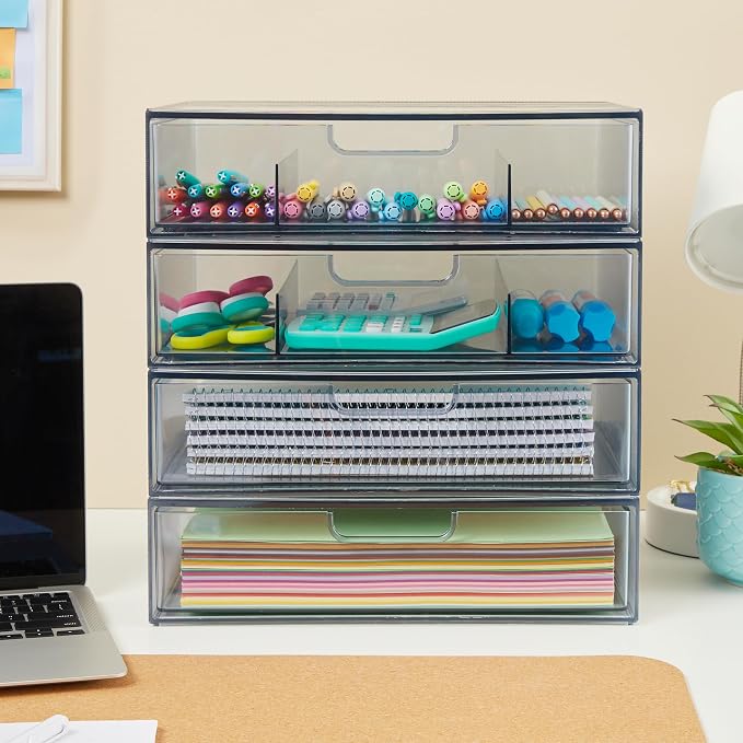 STORi STAX Plastic Stackable Organizer Drawers Classic Grey | 12.5" Wide | Set - Image 6