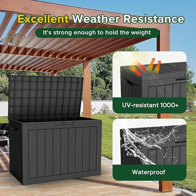 46 Gallon Outdoor Deck Box, Storage Lockable Waterproof Patio Furniture - Image 3