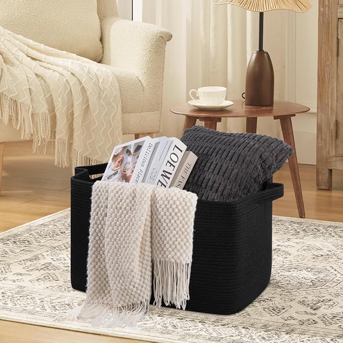 95L Extra Large Blanket Basket, Rectangle Nursery Blanket Storage - Image 4