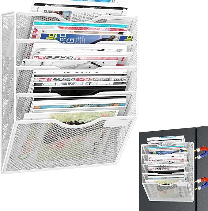 5-Tier Magnetic File Organizer, No Drilling Installation, Magazine Rack by LQPAFZ