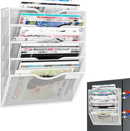 5-Tier Magnetic File Organizer, No Drilling Installation, Magazine Rack by LQPAFZ