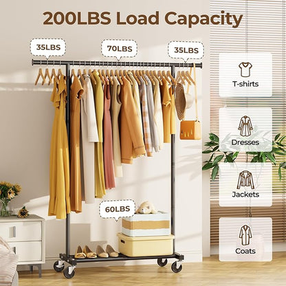 Clothes Rack for Hanging Clothes: Clothing Coat Garment Rolling Racks - Image 3