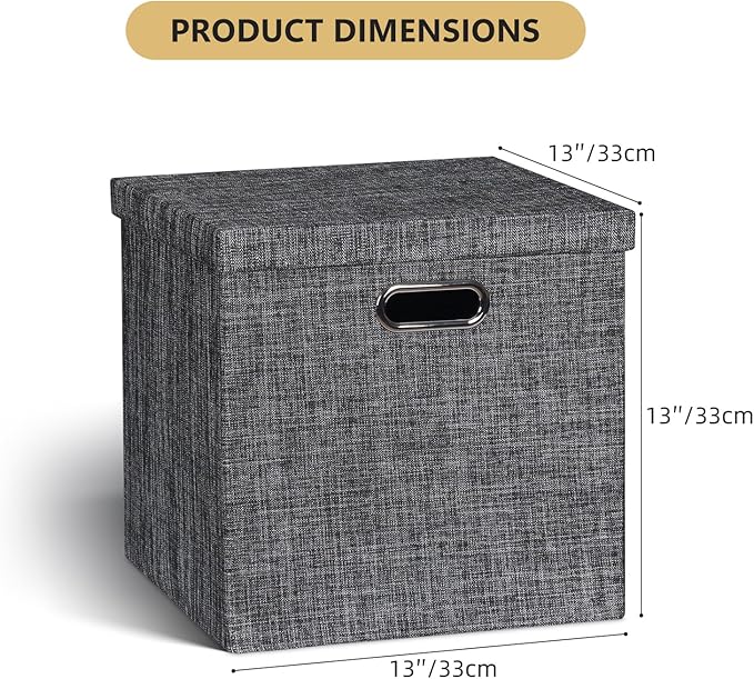 Posprica Storage Bins with Lids, 13×13×13 Foldable Storage Cube Baskets Boxes - Image 4