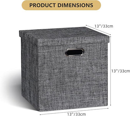 Posprica Storage Bins with Lids, 13×13×13 Foldable Storage Cube Baskets Boxes - Image 4