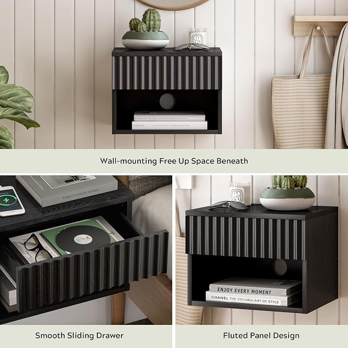 EYYTHUNG Fluted Floating Nightstand Set of 2 - Image 4