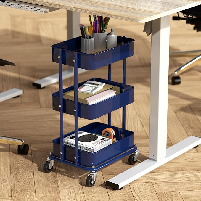 Simple Houseware 3-Tier Compact Utility Rolling Cart, Low 24” Height Fits Under - Image 2