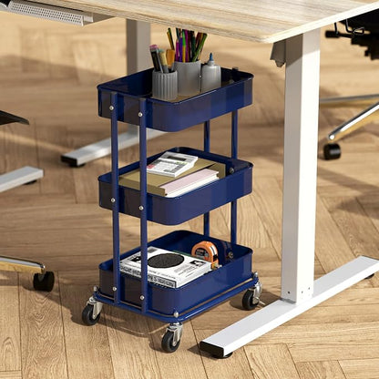 Simple Houseware 3-Tier Compact Utility Rolling Cart, Low 24” Height Fits Under - Image 2