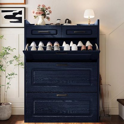 ODUWA Shoe Cabinet with 3 Flip Drawers and 2 Storage Drawers, Shoes Organizer by ODUWA