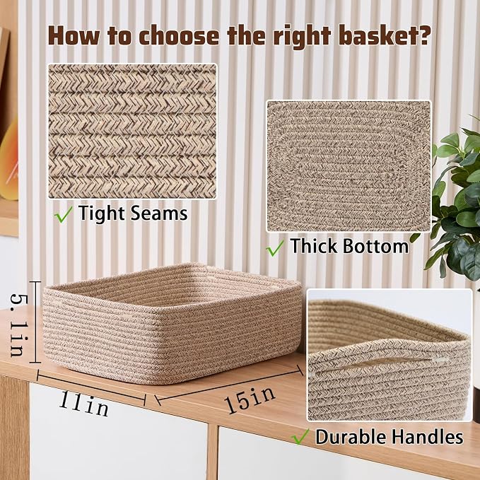 Large Shallow Organizing Baskets 15x11x5.1 Inches - Image 2