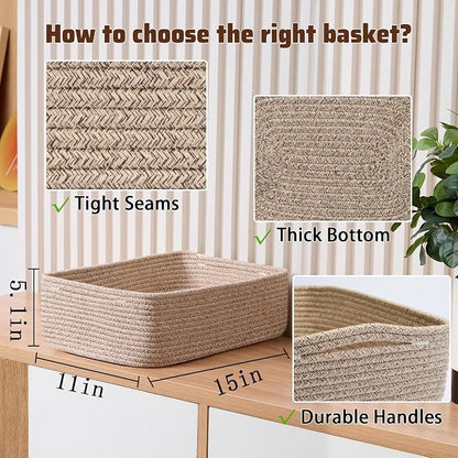 Large Shallow Organizing Baskets 15x11x5.1 Inches - Image 2