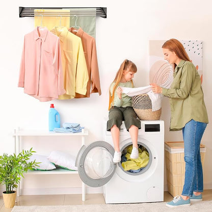 Wall Mounted Laundry Drying Rack, Retractable Clothes Drying Rack - Image 7